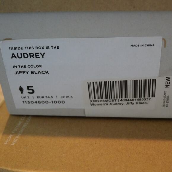 NEW Native Audrey Black Rubber Flats Slip On Dress Shoes Women's Size 5 - Picture 9 of 9